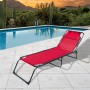 Marbueno Lettino Pieghevole in Acciaio con Cuscino per Giardino e Piscina 190X58X27 cm Rosso 10000