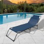 Marbueno Sdraio Pieghevole Acciaio Con Cuscino Giardino e Piscina 190X58X27 cm Blu 10003