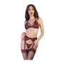 Set di Lingerie Chilirose Nero Rosso S/M