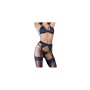 Set di Lingerie Chilirose Azzurro Nero S/M 4 Pezzi