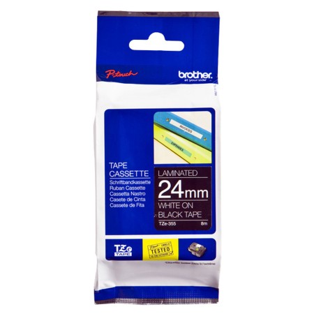 Nastro Laminato per Etichettatrici Brother TZE355 Bianco/Nero 24 mm