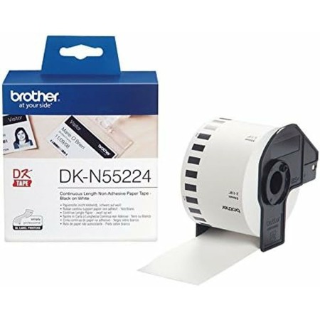 Nastro a lunghezza continua di carta termica Brother DK-N55224 54 x 30,48 mm Bianco Nero/Bianco