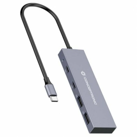 Hub USB Conceptronic HUBBIES13G Grigio (1 Unità)