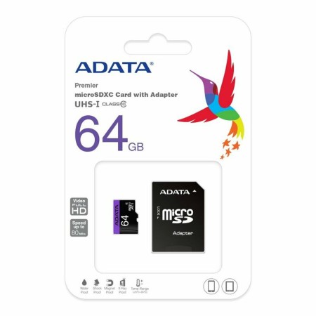 Scheda Di Memoria Micro SD con Adattatore Adata CLASS10 64 GB