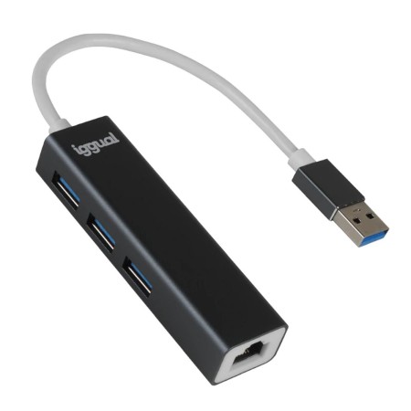 Hub USB iggual IGG319260 Nero Grigio