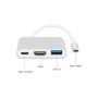 Hub USB-C 3 Porte MacLean MCTV-840 Argentato