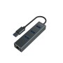 Hub USB 4 Porte Savio AK-58 Ethernet (RJ-45) Grigio