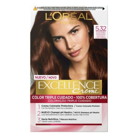 Tintura Permanente Excellence L'Oréal Paris AA112600 5.32 Nº 9.0-rubio muy claro Nº 8.0-rubio claro 192 ml