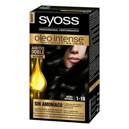 Tintura Permanente  Syoss Olio Intense Senza ammoniaca Nº 1,10 Nero Intenso