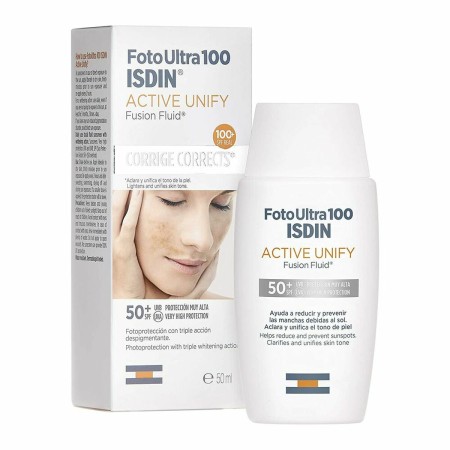 Protezione Solare Viso Isdin Foto Ultra 100 Active Unify Trattamento Antimacchie Spf 50+ (50 ml)