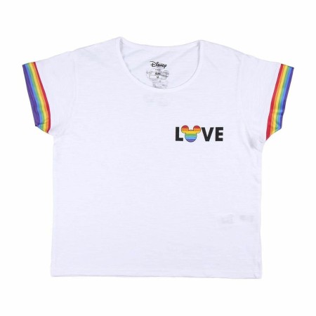 Maglia a Maniche Corte Donna Disney Love Pride Bianco