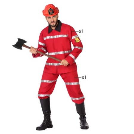 Costume per Adulti Rosso Pompiere (2 Pezzi)