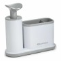 Dispenser di Sapone 2 in 1 per Lavandino Quttin Grigio Bianco Plastica (21,5 x 8 x 20 cm)