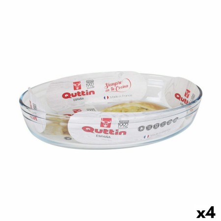 Pirofila da Forno Quttin  Trasparente Vetro Ovale 2,2 L 30,1 x 20,9 x 6,3 cm (4 Unità)