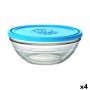 Porta Pranzo Rotondo con Coperchio Duralex FreshBox Azzurro 2,4 L (4 Unità)