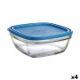 Porta Pranzo Quadrato con Coperchio Duralex FreshBox Azzurro 3 L 23 x 23 x 9 cm (4 Unità)