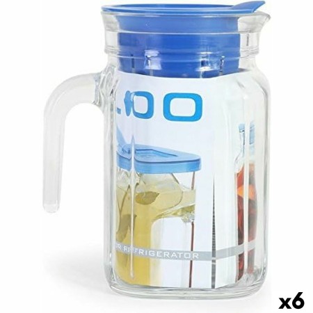 Boccale con Coperchio e Dosatore Borgonovo Igloo Quadrato Azzurro 600 ml (6 Unità)