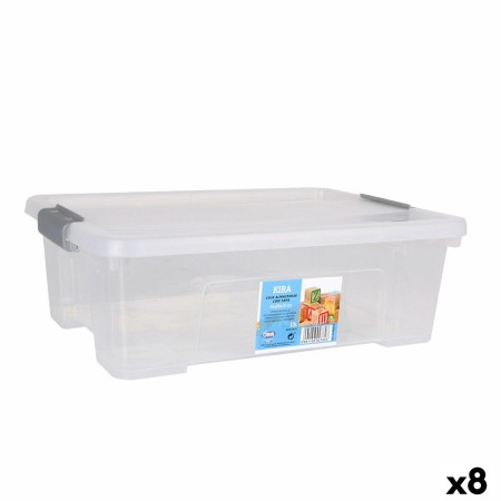 Scatola portaoggetti con coperchio Dem Kira Trasparente Plastica 10 L 40 x 28 x 13 cm (8 Unità)