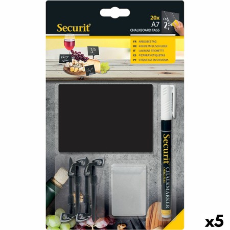 Lavagna Securit Con supporto Set 7,4 × 10,5 cm 20 Unità Nero