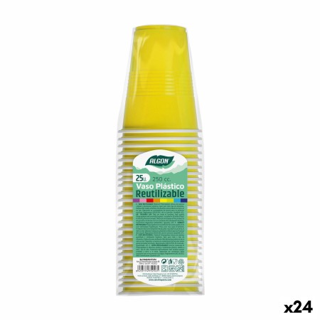 Set di bicchieri riutilizzabili Algon Giallo 24 Unità 250 ml (25 Pezzi)