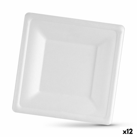 Set di piatti Algon Monouso Bianco Canna da Zucchero Quadrato 16 cm (12 Unità)