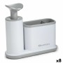 Dispenser di Sapone 2 in 1 per Lavandino Quttin Bianco Grigio 21,5 x 8 x 20 cm (8 Unità)