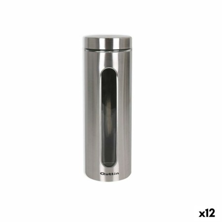 Vaso Quttin Trasparente Argentato Vetro Acciaio 2,2 L 10 x 10 x 30,5 cm (12 Unità)