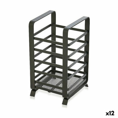 Contenitore per Utensili da Cucina Confortime Nero Metallo 10,5 x 9,5 x 18 cm (12 Unità)