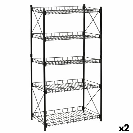 Scaffale Confortime Metallo Nero 52 x 34 x 110 cm (2 Unità)