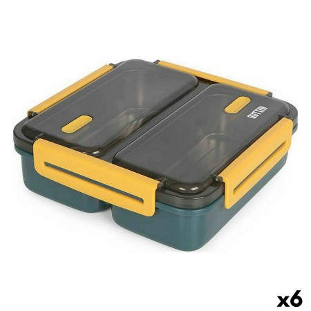 Porta pranzo Ermetico ThermoSport Doppia Acciaio Plastica 19,8 x 19,8 x 6,3 cm (6 Unità)