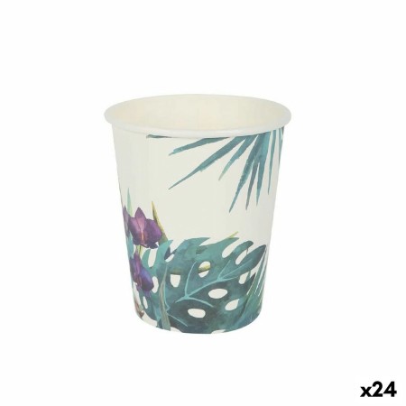 Set di Bicchieri Algon Monouso Cartone Tropicale 10 Pezzi 250 ml (24 Unità)