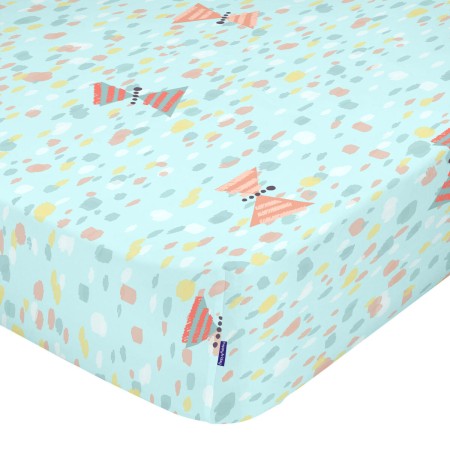 Lenzuolo con angoli HappyFriday MOSHI MOSHI Azzurro Multicolore 70 x 140 x 14 cm