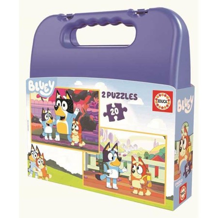 Set di 2 Puzzle Bluey Valigetta 20 Pezzi