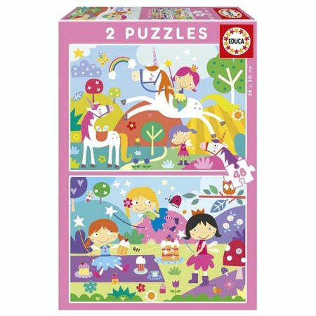 Set di 2 Puzzle Educa Fantasy world 48 Pezzi