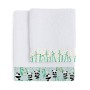 Set di asciugamani HappyFriday Moshi Moshi Panda Garden Blue Azzurro 2 Pezzi