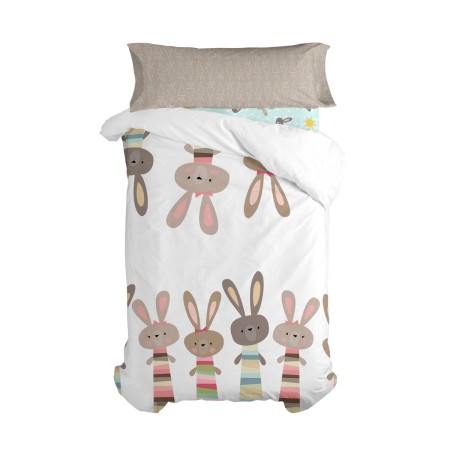 Set di copripiumino HappyFriday Moshi Moshi Rabbit Family Multicolore Singolo 2 Pezzi