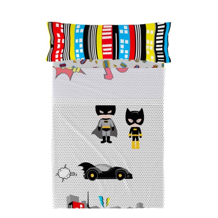 Set di Lenzuola HappyFriday Mr Fox Bat Multicolore Singolo 2 Pezzi