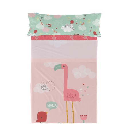 Set di Lenzuola HappyFriday Moshi Moshi Hola Multicolore Singolo 2 Pezzi