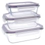 Set di scatole porta pranzo Quid Frost (3 pcs) Trasparente Vetro 3 Pezzi