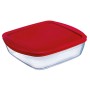 Porta Pranzo Quadrato con Coperchio Ô Cuisine Cook&store Ocu Rosso 2,2 L 25 x 22 x 5 cm Vetro Silicone (5 Unità)