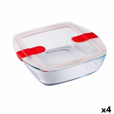 Porta pranzo Ermetico Pyrex Cook & Heat 25 x 22 x 7 cm 2,2 L Trasparente Vetro (4 Unità)