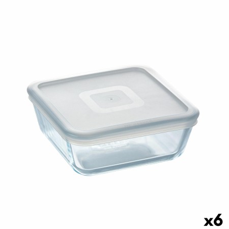 Porta Pranzo Quadrato con Coperchio Pyrex Cook&freeze 850 ml 14 x 14 cm Trasparente Vetro Silicone (6 Unità)