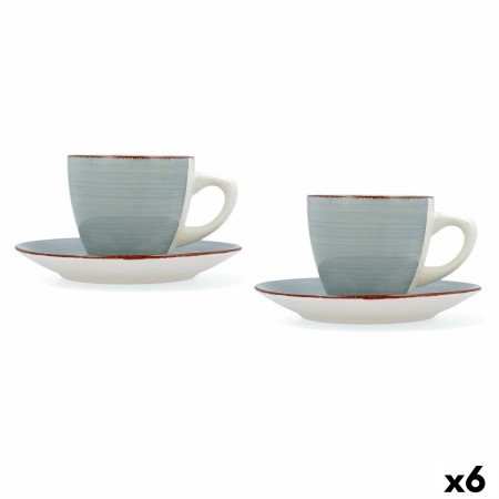 Set di Tazze e Piatti Quid Vita Morning Azzurro Ceramica (4 Pezzi) (6 Unità)