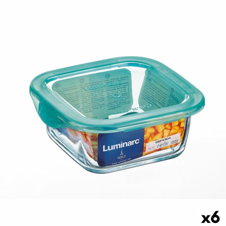 Porta Pranzo Quadrato con Coperchio Luminarc Keep'n Lagon 15,6 x 6,6 cm Turchese 1,22 L Vetro (6 Unità)