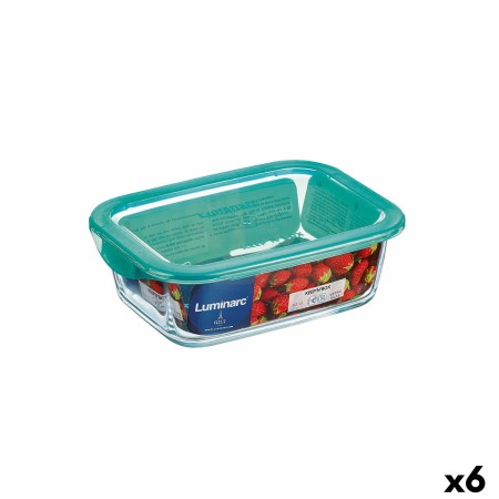 Portapranzo Rettangolare con Coperchio Luminarc Keep'n Lagon Turchese 1,97 l 22 x 15,6 x 7,2 cm Vetro (6 Unità)