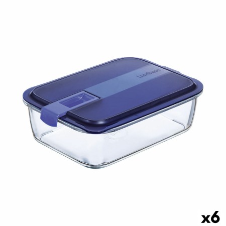 Porta pranzo Ermetico Luminarc Easy Box Azzurro Vetro (6 Unità) (1,97 l)