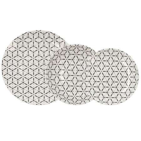 Set di Stoviglie Quid Creativa Bianco/Nero Ceramica 18 Pezzi