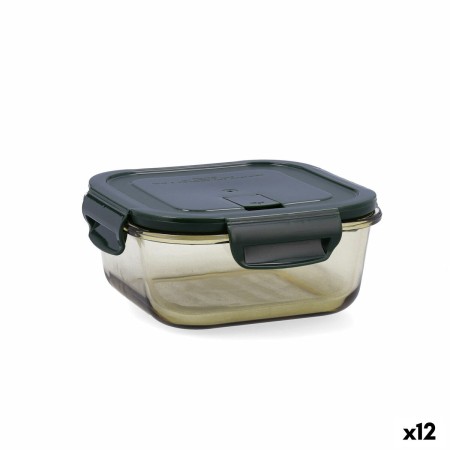 Porta pranzo Ermetico Bidasoa Infinity Quadrato 800 ml Giallo Vetro (12 Unità)