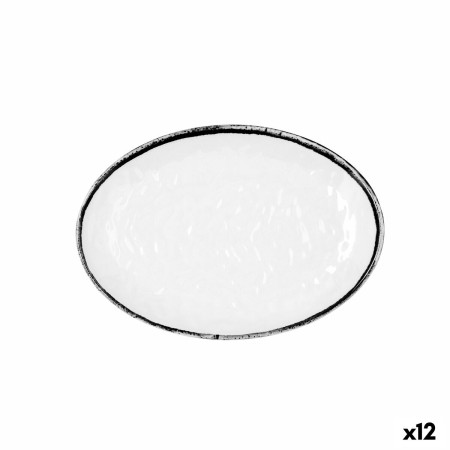 Piatto da pranzo Quid Select Filo Bianco Nero Plastica 21,3 x 15 cm (12 Unità)