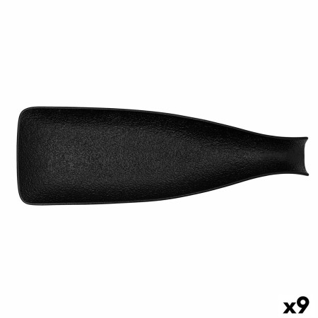 Vassoio per aperitivi Bidasoa Fosil Nero Ceramica Allumina Bottiglia 38,5 x 12,7 x 4,8 cm (9 Unità)